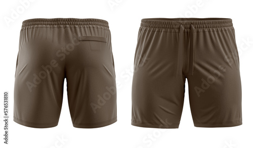 Shorts for Men's, Mockup template, coffee colour