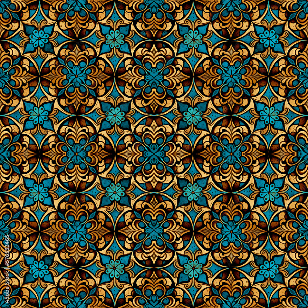 Traditional batik seamless pattern created with Generative AI technology Traditional batik seamless pattern created with Generative AI technology