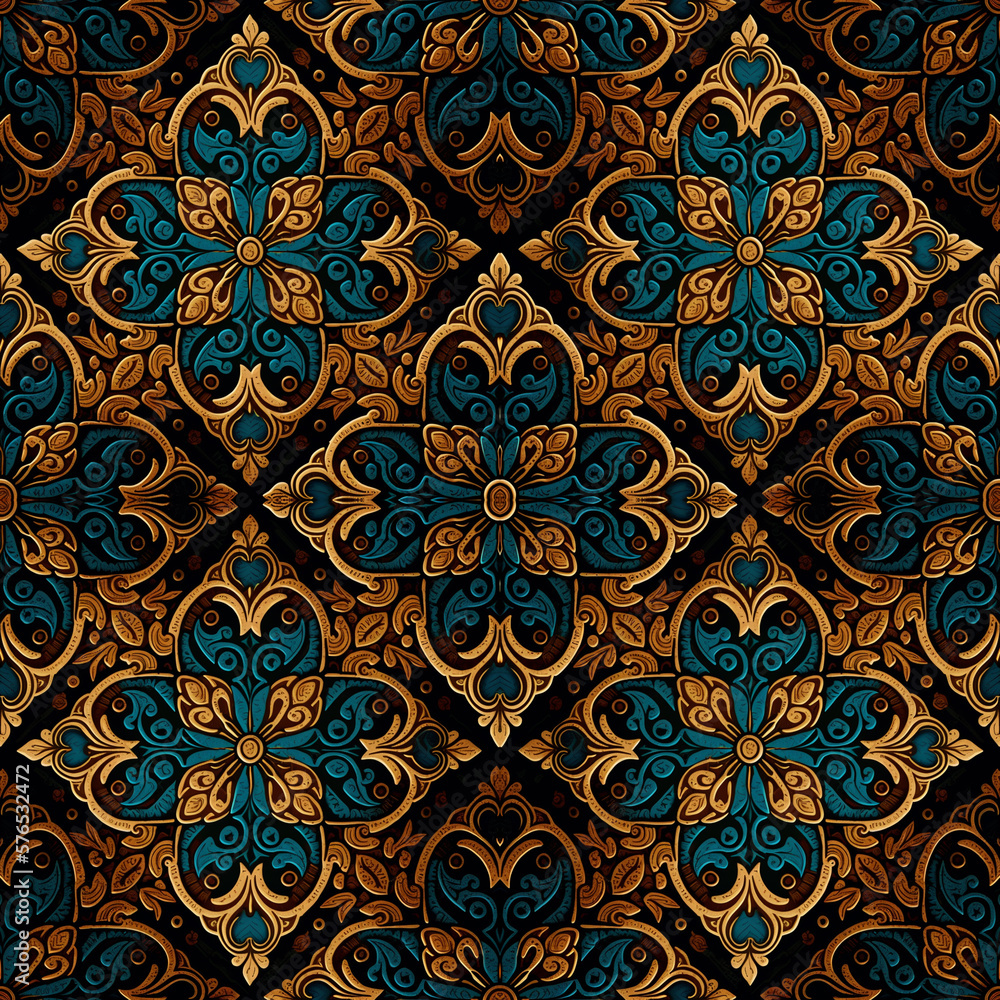 Traditional batik seamless pattern created with Generative AI technology