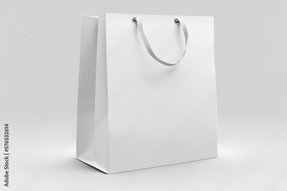 White blank paper bag mockup on white background. generative ai Stock ...