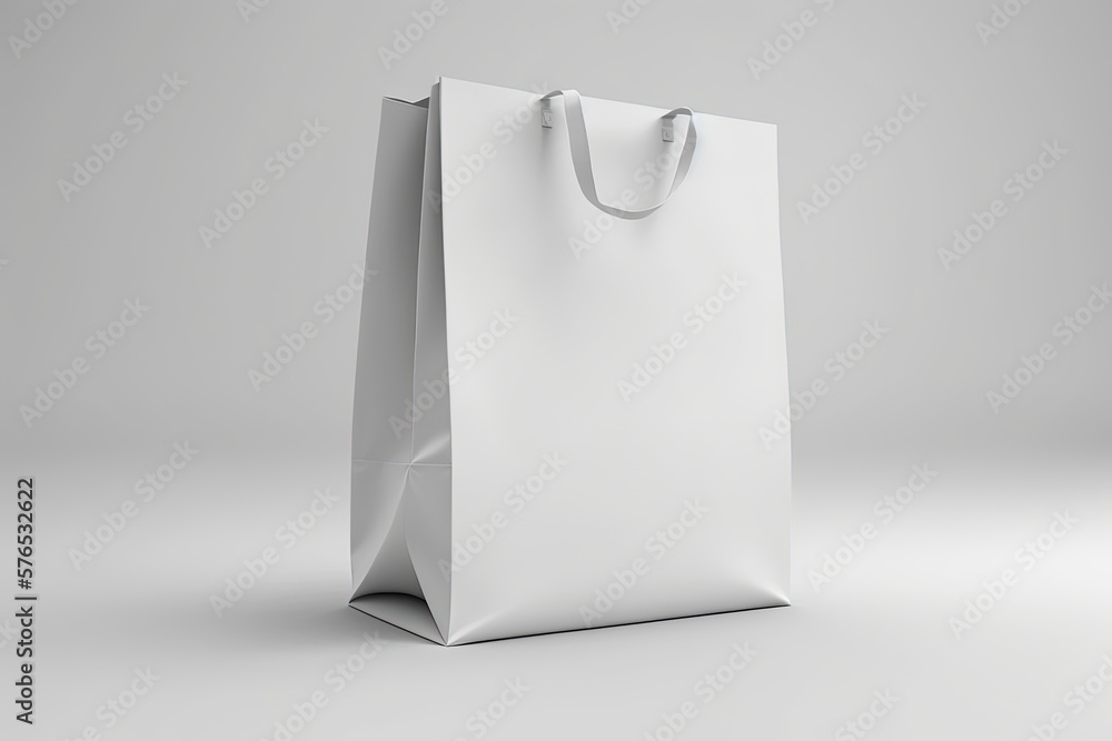 White blank paper bag mockup on white background. generative ai White blank paper bag mockup on white background. generative ai
