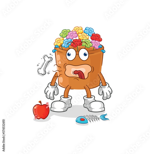 flowers in pot burp mascot. cartoon vector