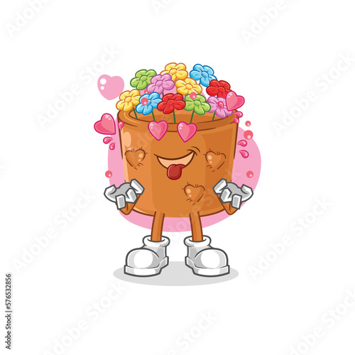 flowers in pot fallin love vector. cartoon character © dataimasu