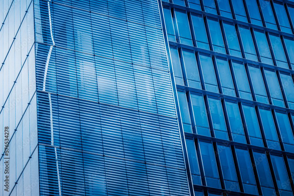 Obraz premium Abstract building. blue glass wall of skyscraper.