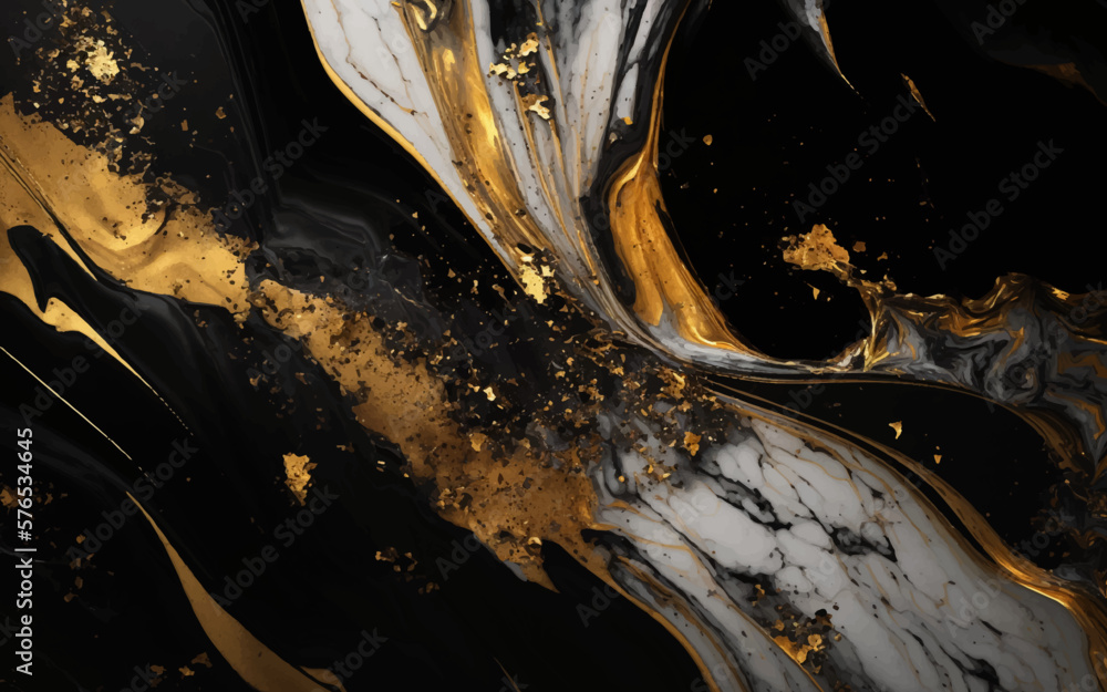 black gold alcohol cracked and gold Marble texture frame background ...