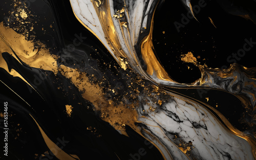 black gold alcohol cracked and gold Marble texture frame background. horizontal elegant black and golden marble texture background. Abstract black and gold marble texture background. 