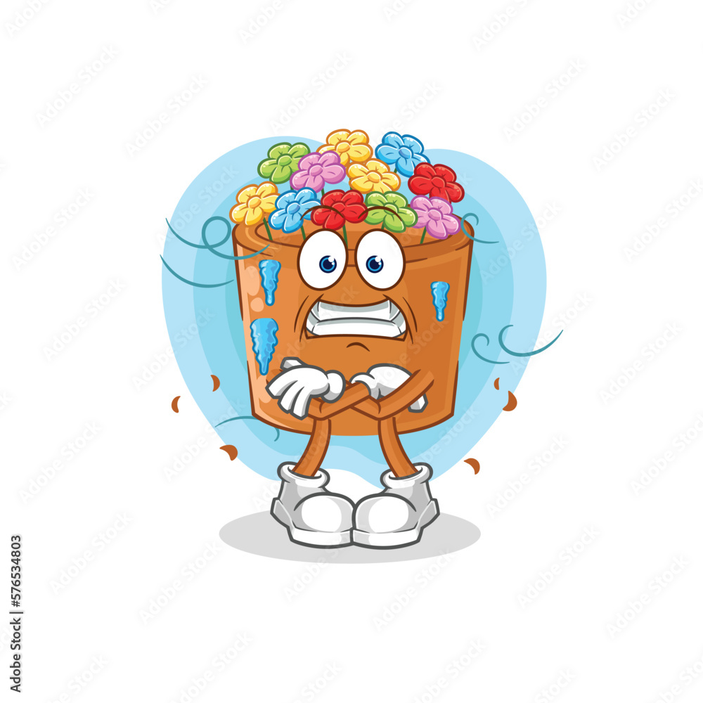 Obraz premium flowers in pot cold illustration. character vector