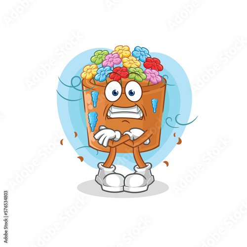 flowers in pot cold illustration. character vector