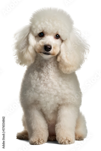 Fluffy Poodle, dog portrait, isolated background. Generative Ai