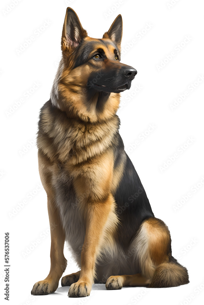 German Shepherd portrait, isolated background. Generative Ai	