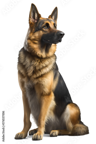 German Shepherd portrait  isolated background. Generative Ai 