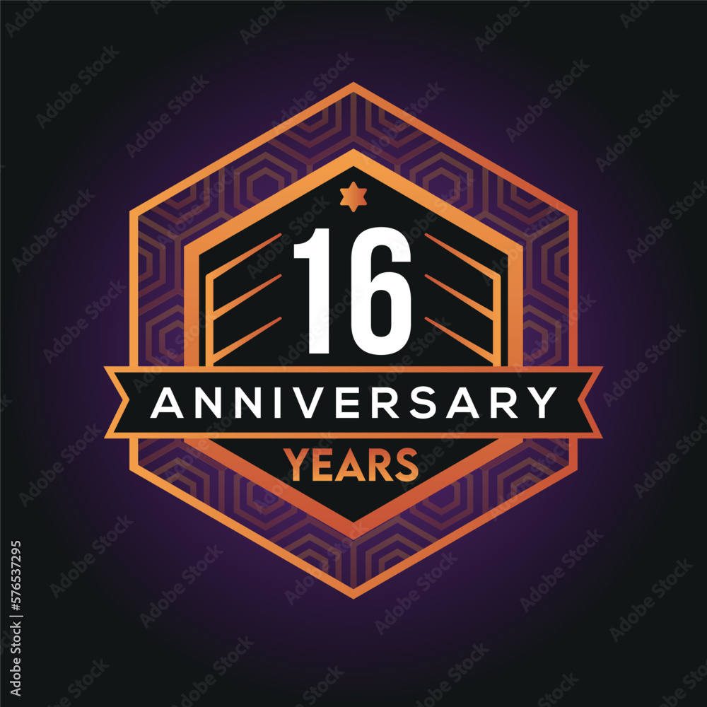 16th year anniversary celebration abstract logo design on vantage black background vector template 16th year anniversary celebration abstract logo design on vantage black background vector template