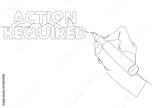 One continuous line of Action Required. Thin Line Illustration vector concept. Contour Drawing Creative ideas.