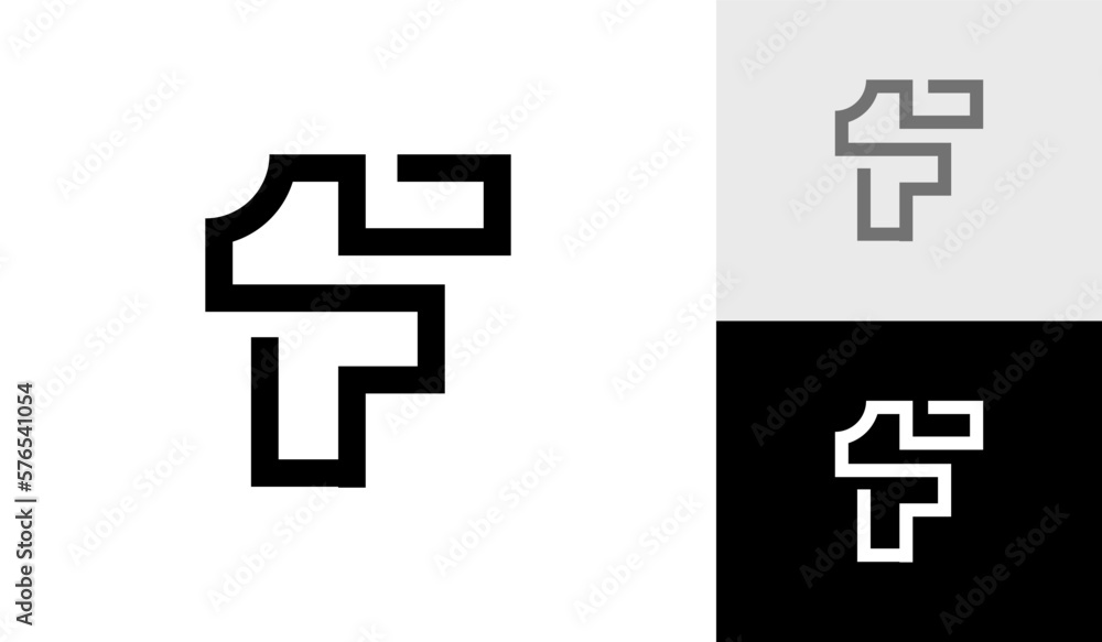 Monoline letter F1 or 1F initial monogram logo design Monoline letter F1 or 1F initial monogram logo design