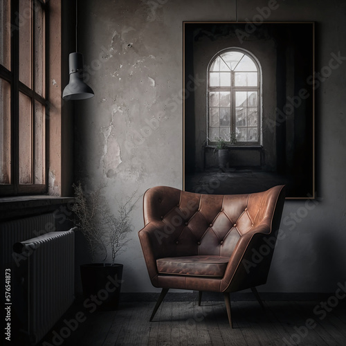 Leather chair in an old house