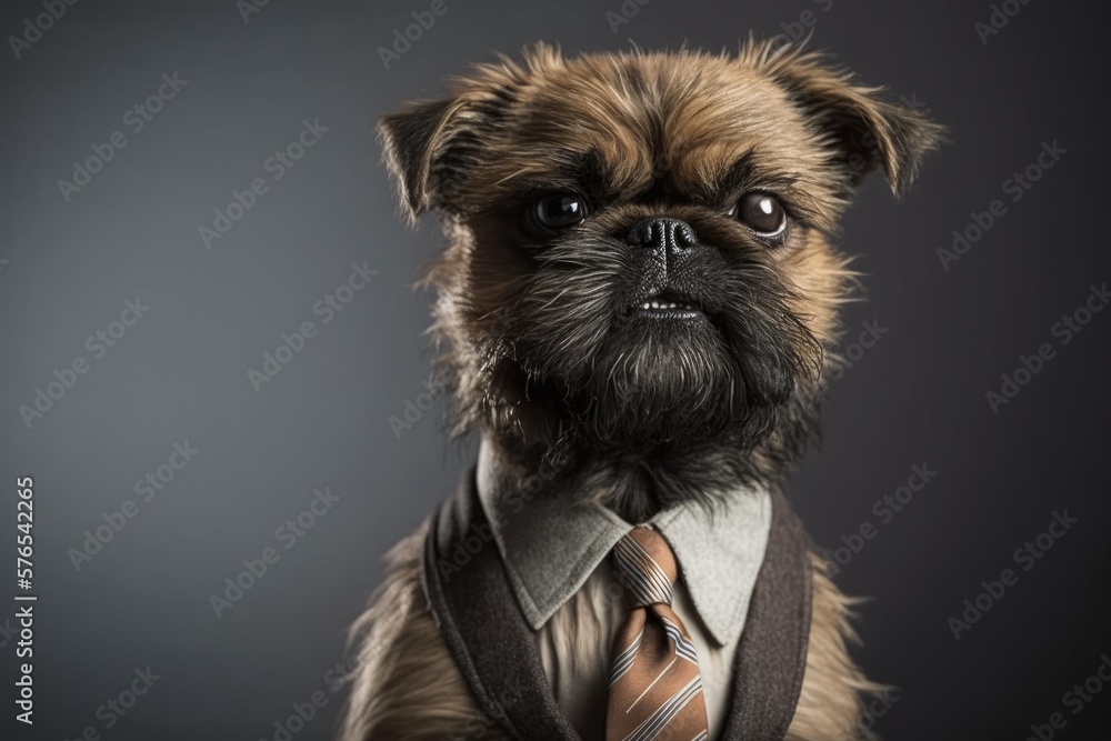 Portrait of a brussels griffon dog dressed in a formal business suit, generative ai Portrait of a brussels griffon dog dressed in a formal business suit, generative ai