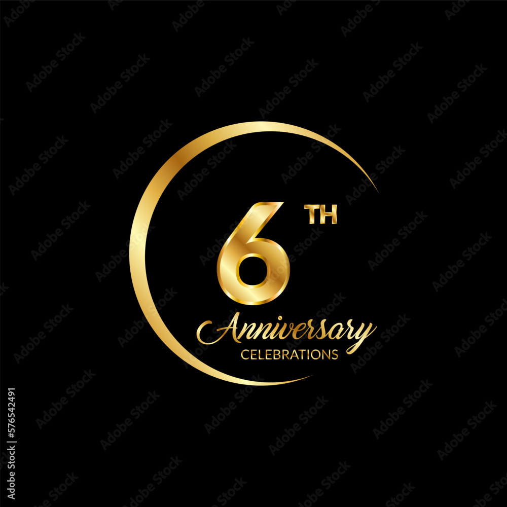 6 years anniversary. Anniversary template design concept with golden number , design for event, invitation card, greeting card, banner, poster, flyer, book cover and print. Vector Eps10 6 years anniversary. Anniversary template design concept with golden number , design for event, invitation card, greeting card, banner, poster, flyer, book cover and print. Vector Eps10