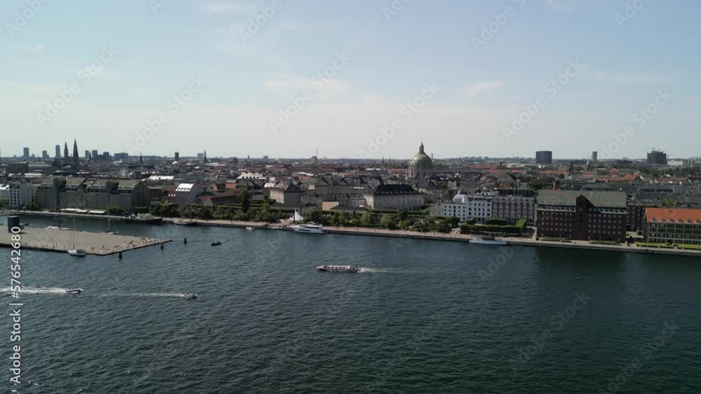 Aerial Ascent of Amalienborg Palace and Boats Aerial Ascent of Amalienborg Palace and Boats