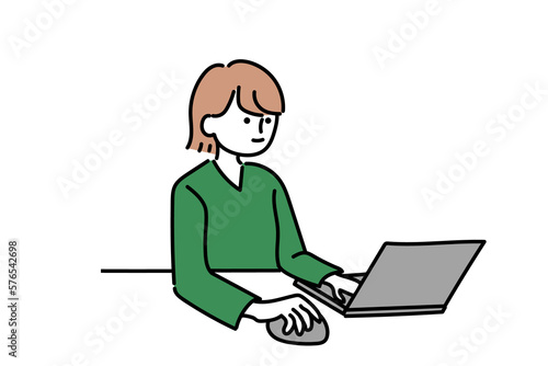 パソコンを触る女性