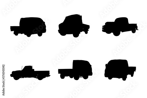 Set of silhouettes of pickup trucks vector design