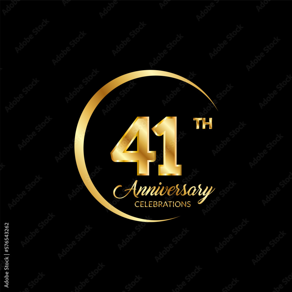 41 years anniversary. Anniversary template design concept with golden number , design for event, invitation card, greeting card, banner, poster, flyer, book cover and print. Vector Eps10 41 years anniversary. Anniversary template design concept with golden number , design for event, invitation card, greeting card, banner, poster, flyer, book cover and print. Vector Eps10