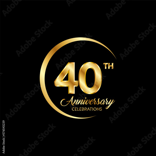 40 years anniversary. Anniversary template design concept with golden number , design for event, invitation card, greeting card, banner, poster, flyer, book cover and print. Vector Eps10