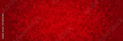 Abstract colorful background. Red triangles shape. Red mosaic. Geometric red background. Panorama red background. Modern red background. Red pattern