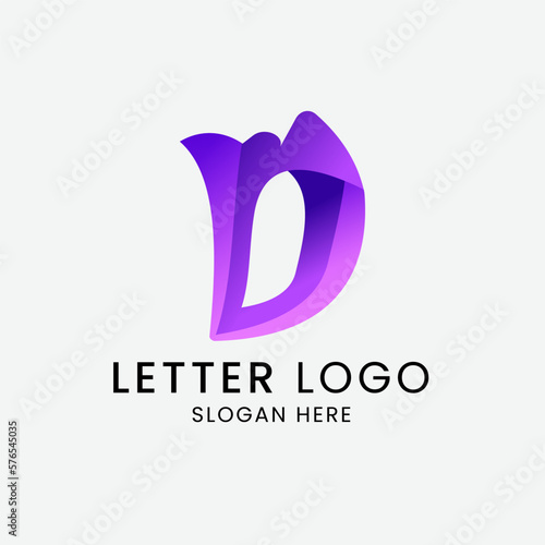 Gradient d monogram logo. Colorful d letter logo design template. Modern logo design