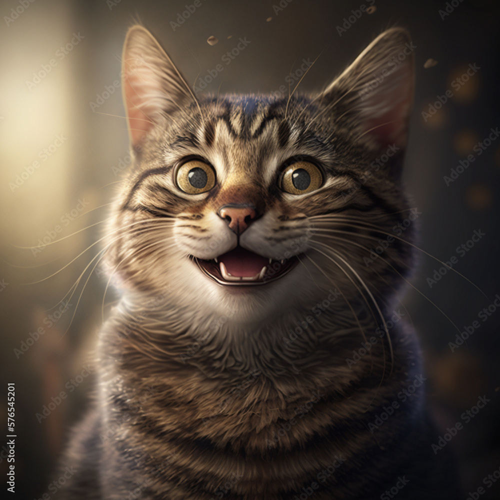 portrait of a cat smiling Generative AI illustration portrait of a cat smiling Generative AI illustration