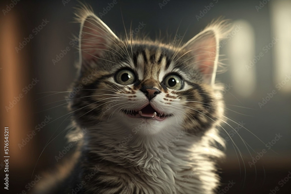 portrait of a cute cat smiling Generative AI illustration portrait of a cute cat smiling Generative AI illustration