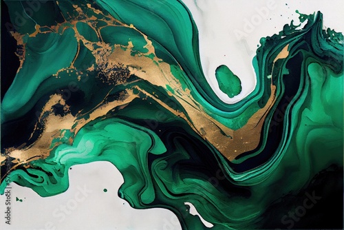 green, emerald, marble background. Liquid marble texture or alcohol ink. liquid art. modern minimalist art. Generative AI
