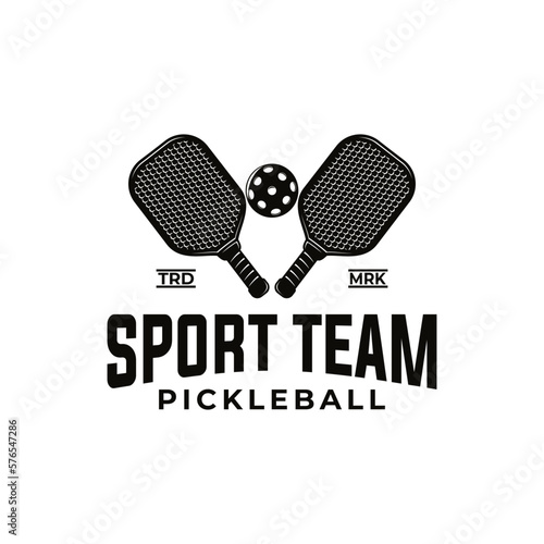 pickle ball sport graphic template. pickleball club game tournament vector illustration.