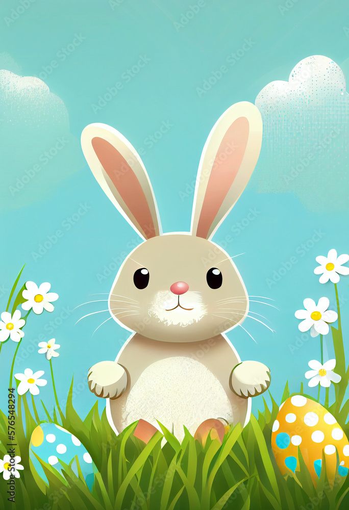simple minimal easter illustration with room for text, generative ai simple minimal easter illustration with room for text, generative ai