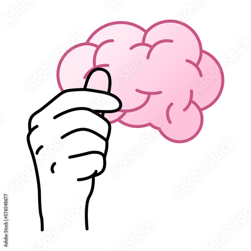 Hand holding brain. Parkinson's Awareness month illustration. nerve disease design