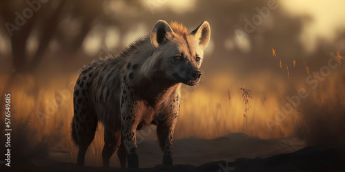 Hyena in its habitat. AI-Generated