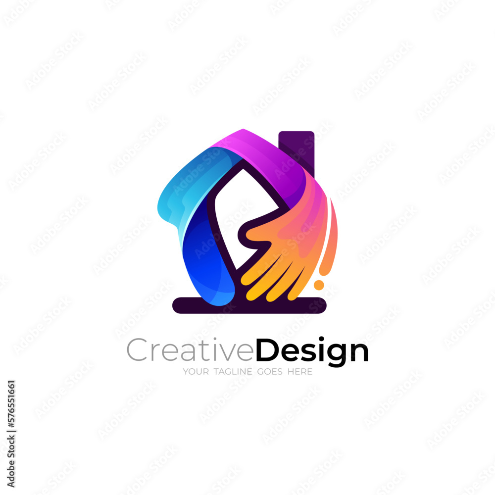 House care logo with social community design, colorful icons House care logo with social community design, colorful icons