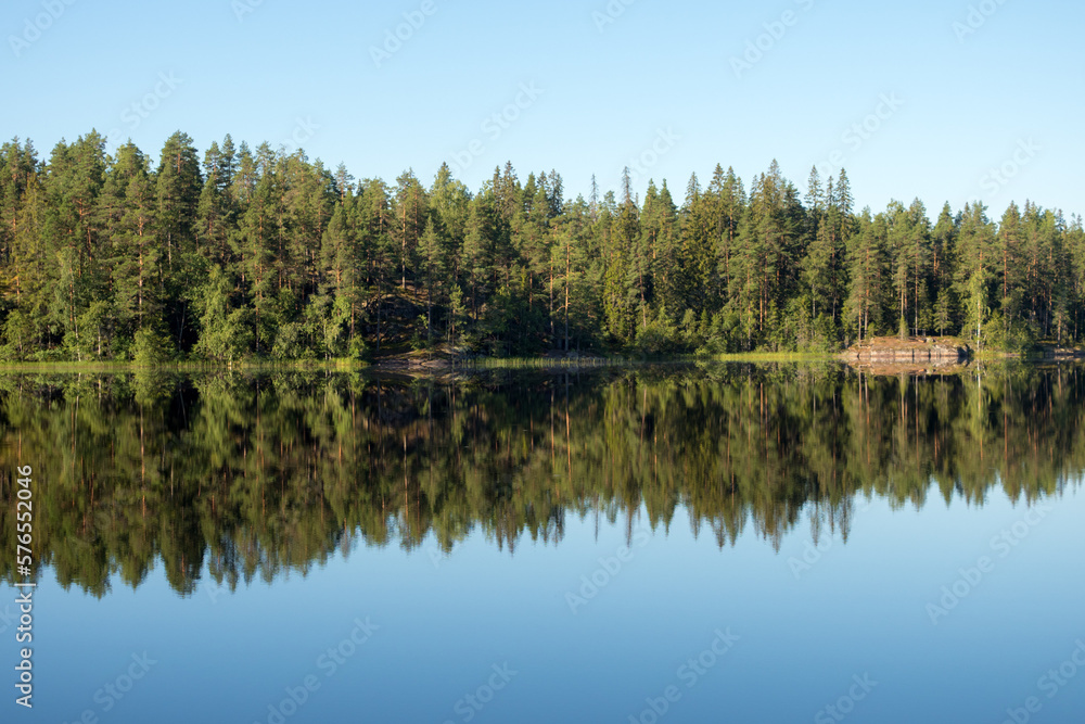 symmetrical landscape on the lake