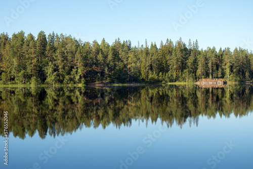symmetrical landscape on the lake