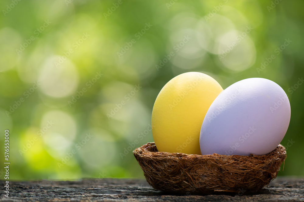 Easter eggs on nature boken background. Easter eggs on nature boken background.