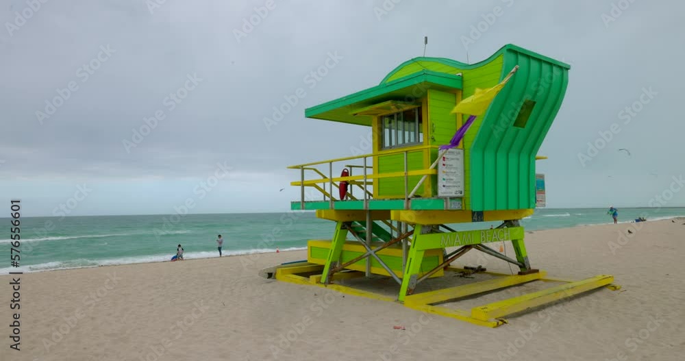 lifeguard hut on a beach in miami florida. lifeguard hut on a beach in miami florida.