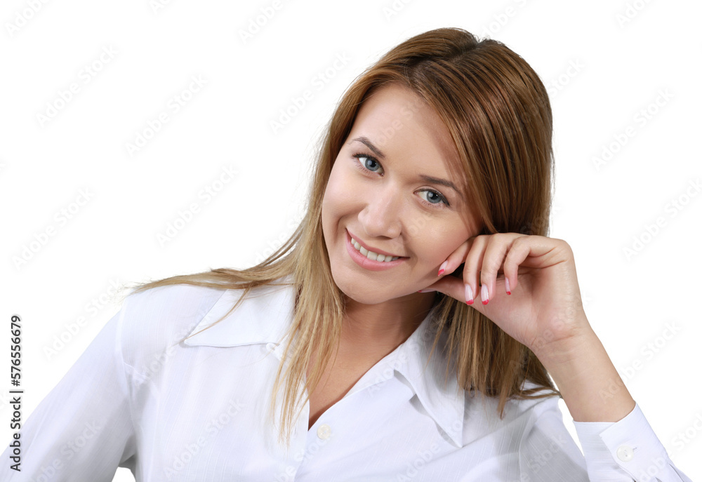 Pretty young woman isolated on white background Pretty young woman isolated on white background