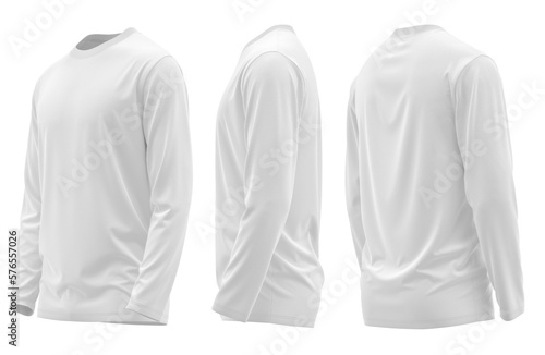 T-shirt long sleeve round neck casual fitted White
