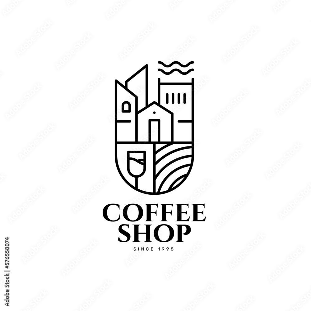 Monoline Coffee Shop Logo Template Monoline Coffee Shop Logo Template