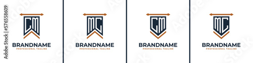 Letter CM and MC Pennant Flag Logo Set, Represent Victory. Suitable for any business with CM or MC initials.