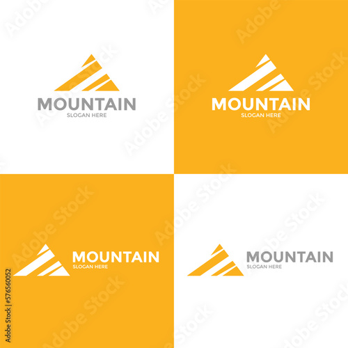 creative minimal mountain logo design template