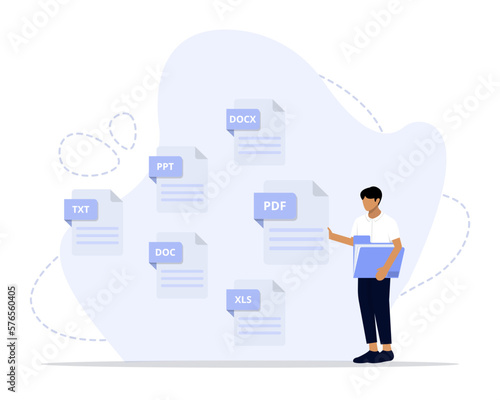 Text files concept illustration. Suitable for landing page, ui, web, App intro card, editorial, flyer, and banner.