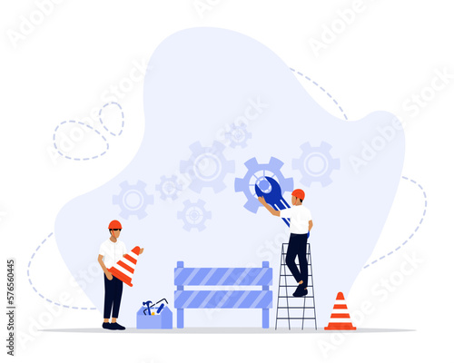 Maintenance concept illustration. Suitable for landing page, ui, web, App intro card, editorial, flyer, and banner.