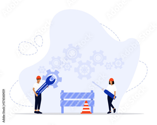 Maintenance concept illustration. Suitable for landing page, ui, web, App intro card, editorial, flyer, and banner.