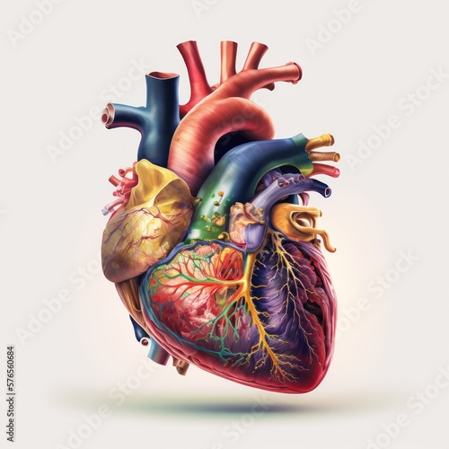 Human Heart human anatomy realistic, GENERATIVE AI photo