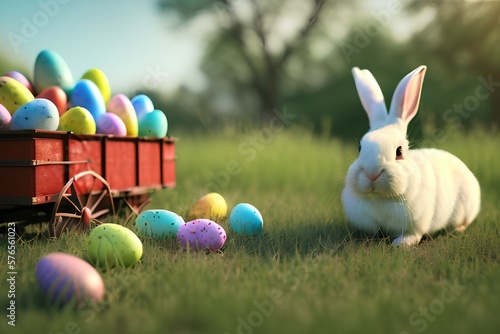 Easter Bunny with Wagon
